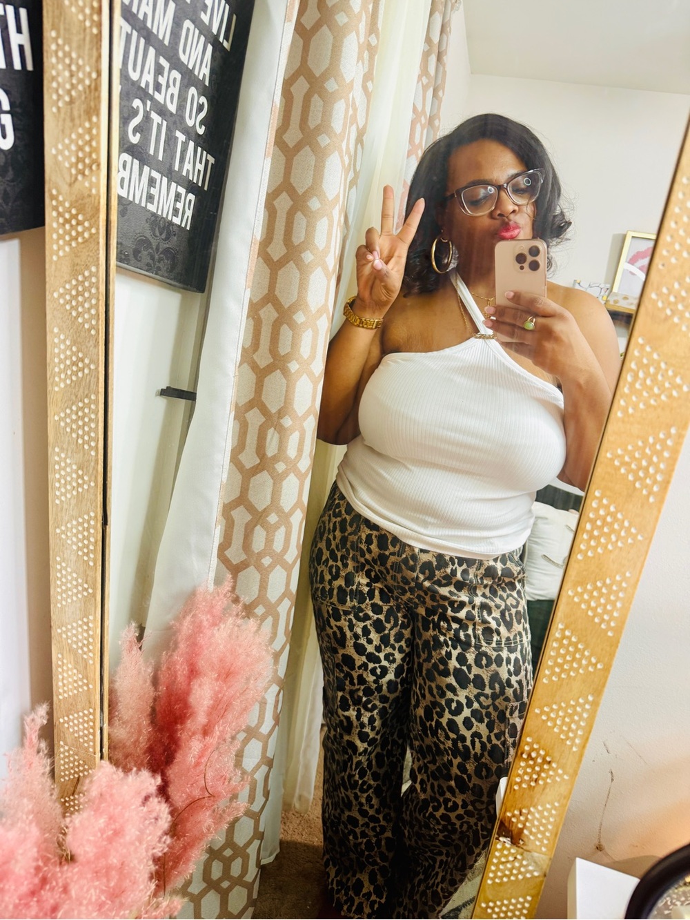 Wild Cheetah Print Wide Leg Cargo Pants Mid-Size / Plus Size - Size Large 12/14